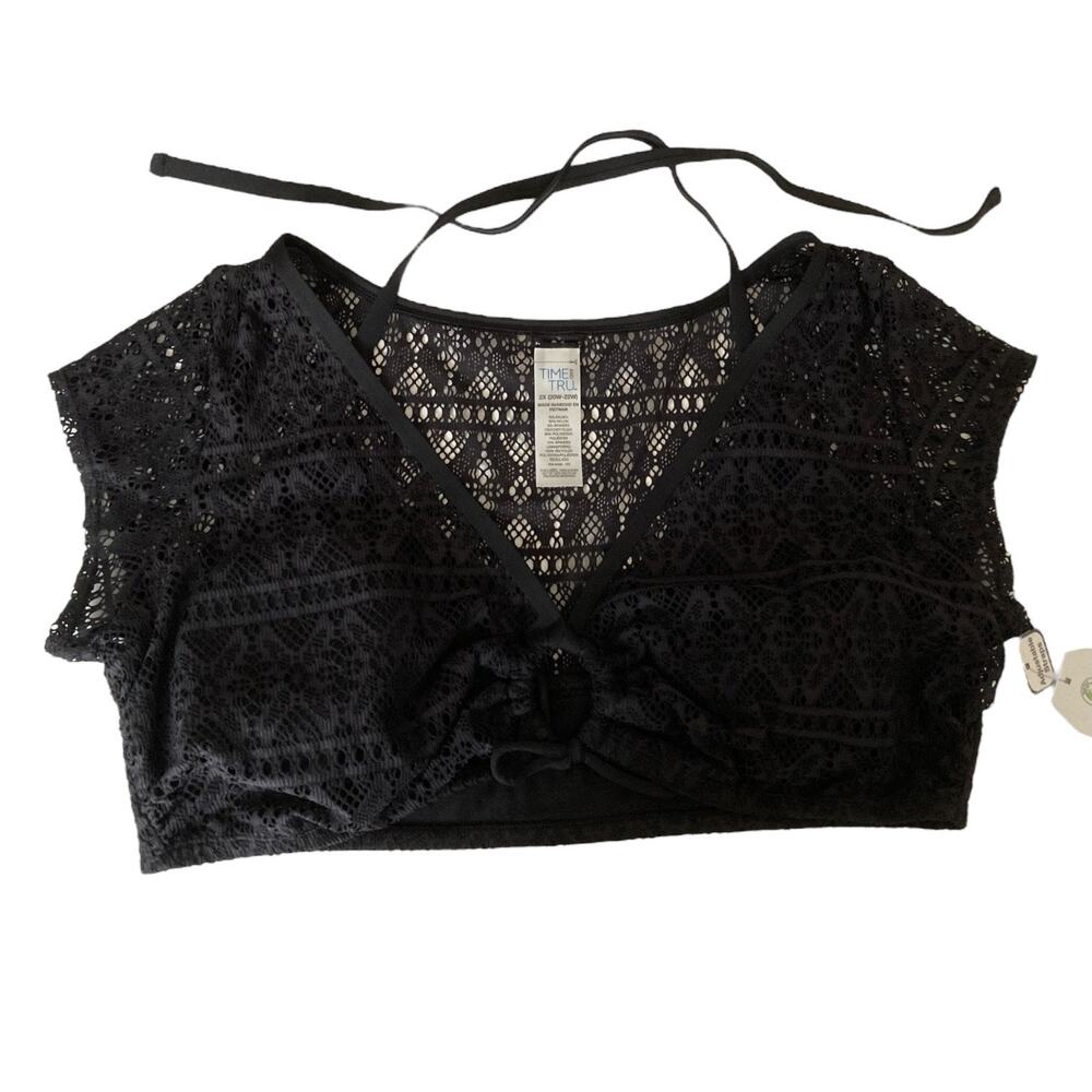 NWT swim top 2X 20W 22W crochet black whimsygoth sexy plus size Time and Tru